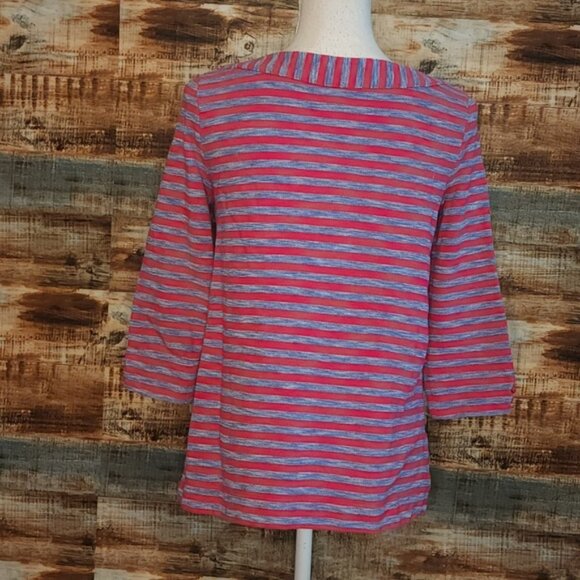 🌟 3 for $15 Deal! 🌟Talbots pink and blue striped blouse SP - Picture 4 of 7